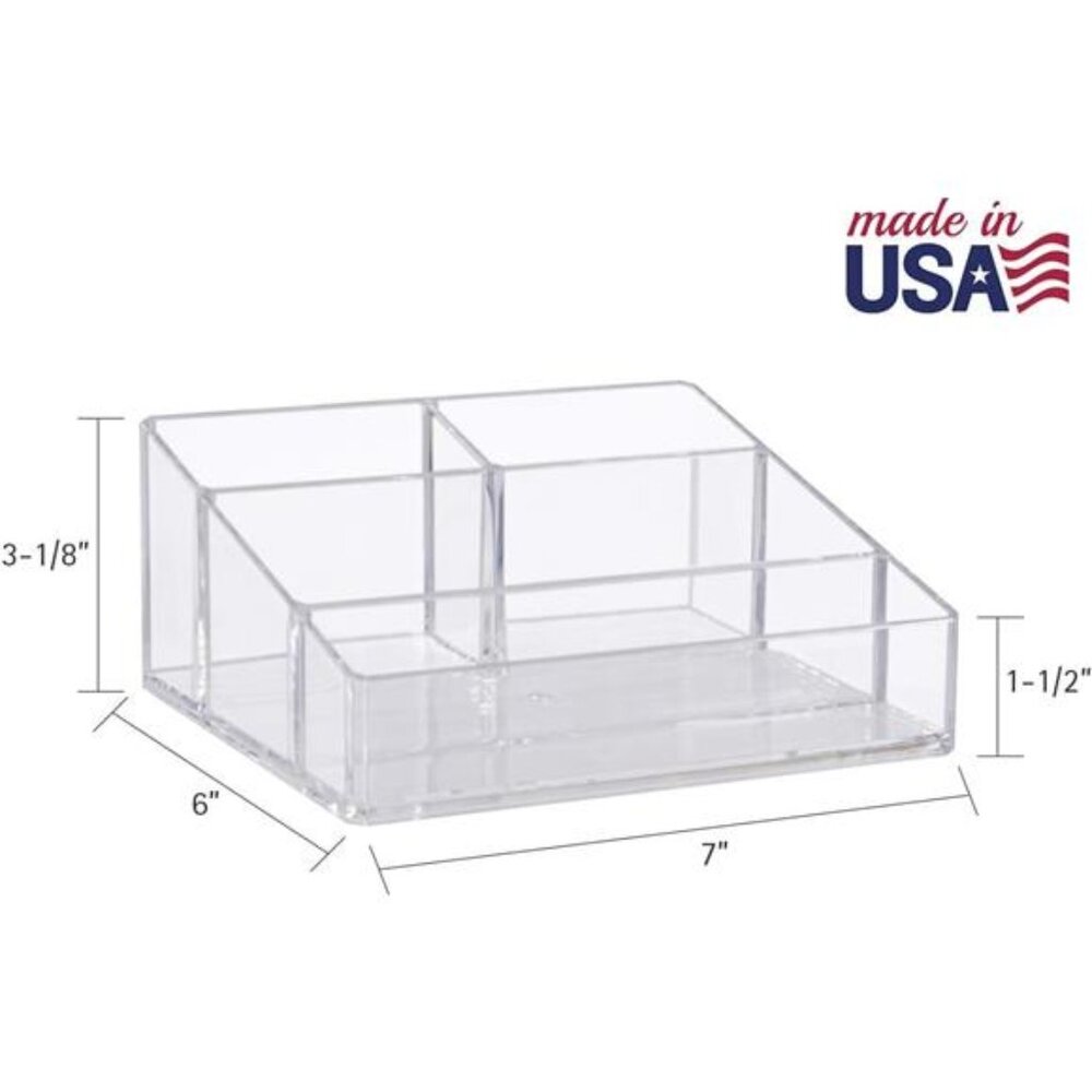 Clear Plastic Small Countertop Vanity Makeup Organizer, Compact Rectangular - Picture 5 of 7